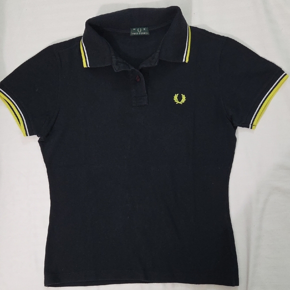 FRED PERRY,  Black Polo with Yellow Trim - Picture 1 of 11